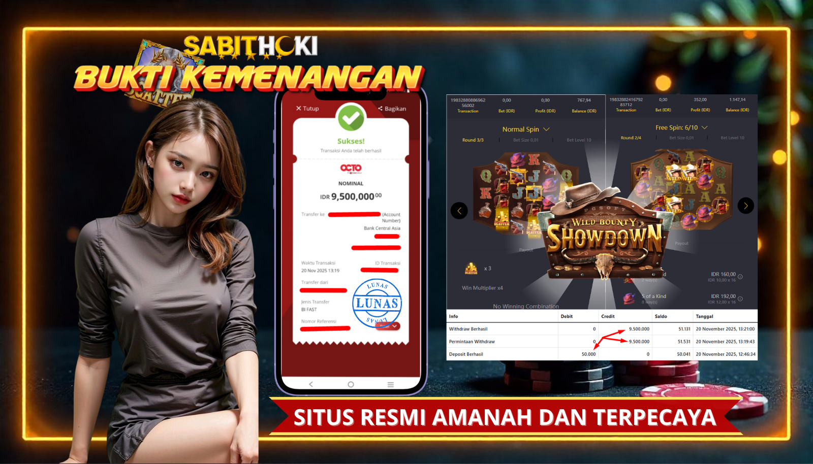 SELAMAT KEPADA MEMBER SETIA SABITHOKI YANG BERHASIL JACKPOT DI PERMAINAN WILD BOUNTY